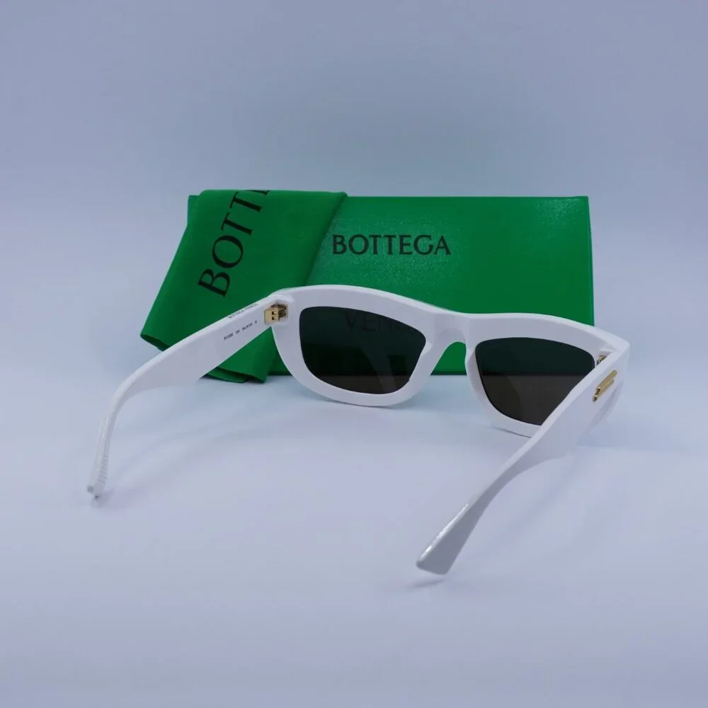 Bottega Veneta BV1326S 004 Sunglasses Ivory Rectangle Frame, Brown Lenses